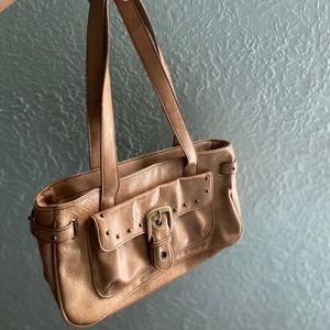 Nine West Midsize Buckle Tan Purse